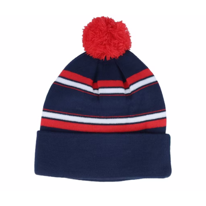 Acrylic Jacquard Beanie With Pom Warm Skull Cap Soft Cuff Beanie Custom Embroidery Logo Daily Winter Hats