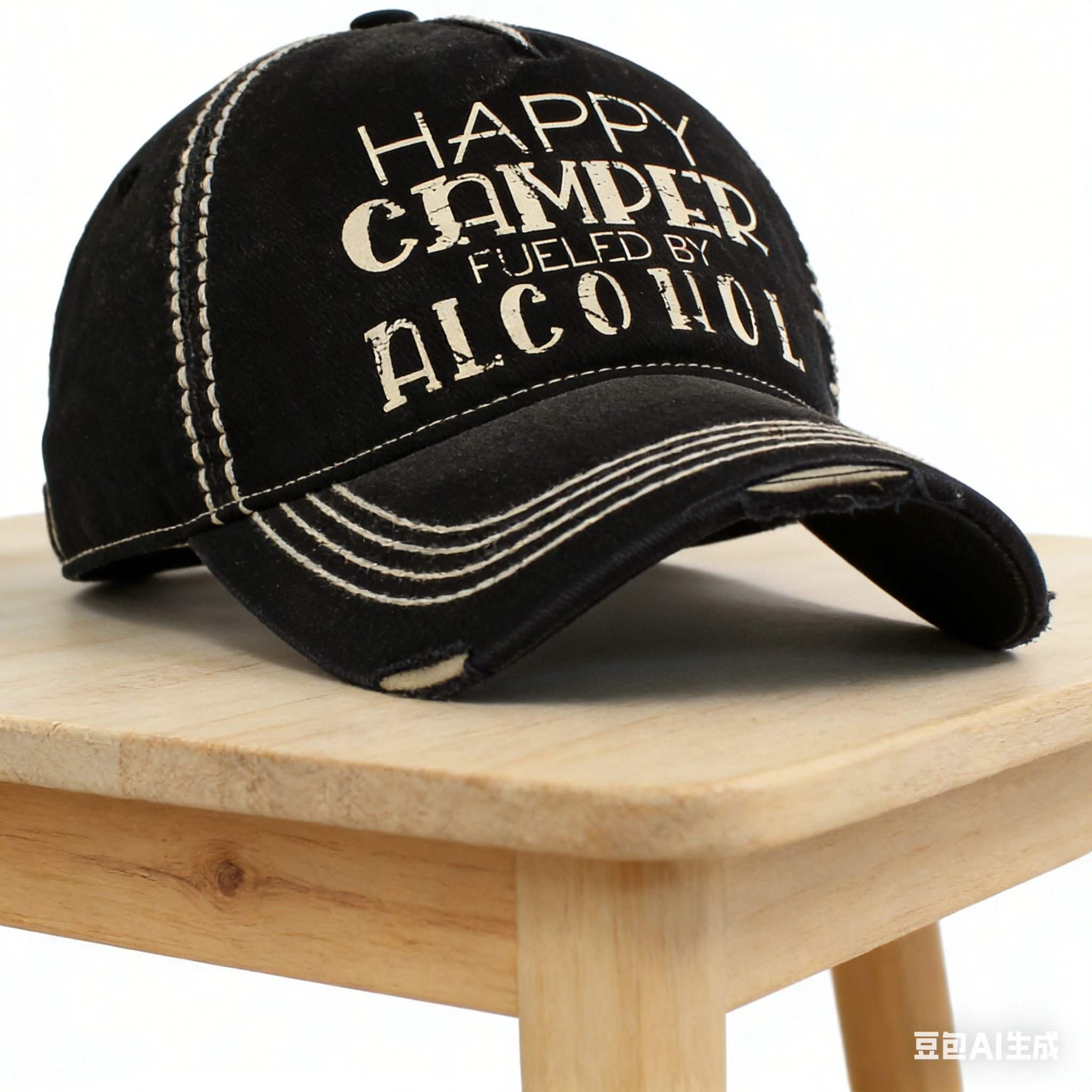2026 Hot Selling Distressed Black Vintage Baseball Cap Print Casual Cotton Adjustable Dad Hat for Unisex Retro Fashion Outdoor