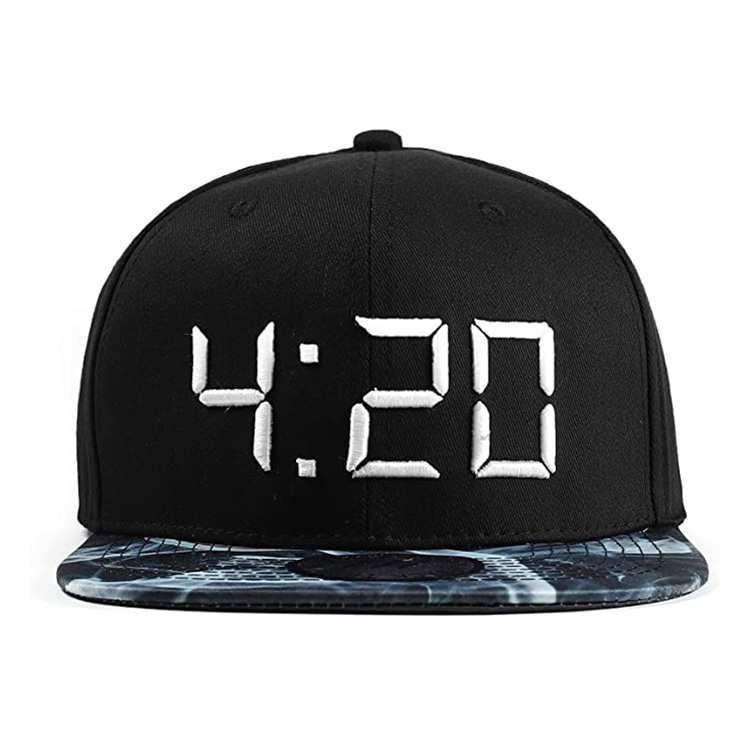 Custom Logo Fashion Character Black 6 Panel 3D Embroidery Flat Brim Sport Hip Hop Hats Snapback Fitted Cap Gorras