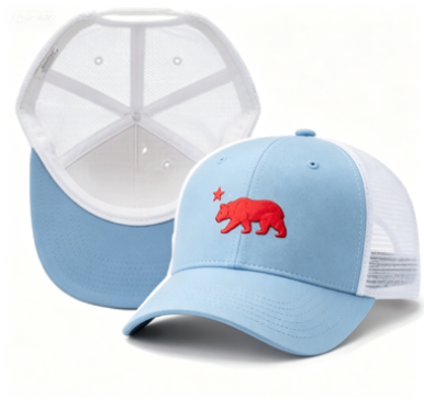Unisex California Bear Trucker Hat Breathable Mesh Back Curved Brim 6-Panel Baseball Cap for Men Women Casual Outdoor