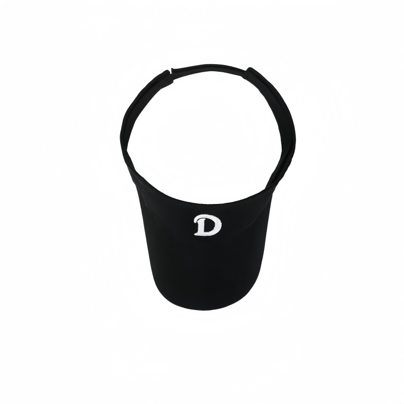 Breathable Comfortable Cotton Black Visor Cap with Embroidered 'D' for Outdoor Sports Cycling