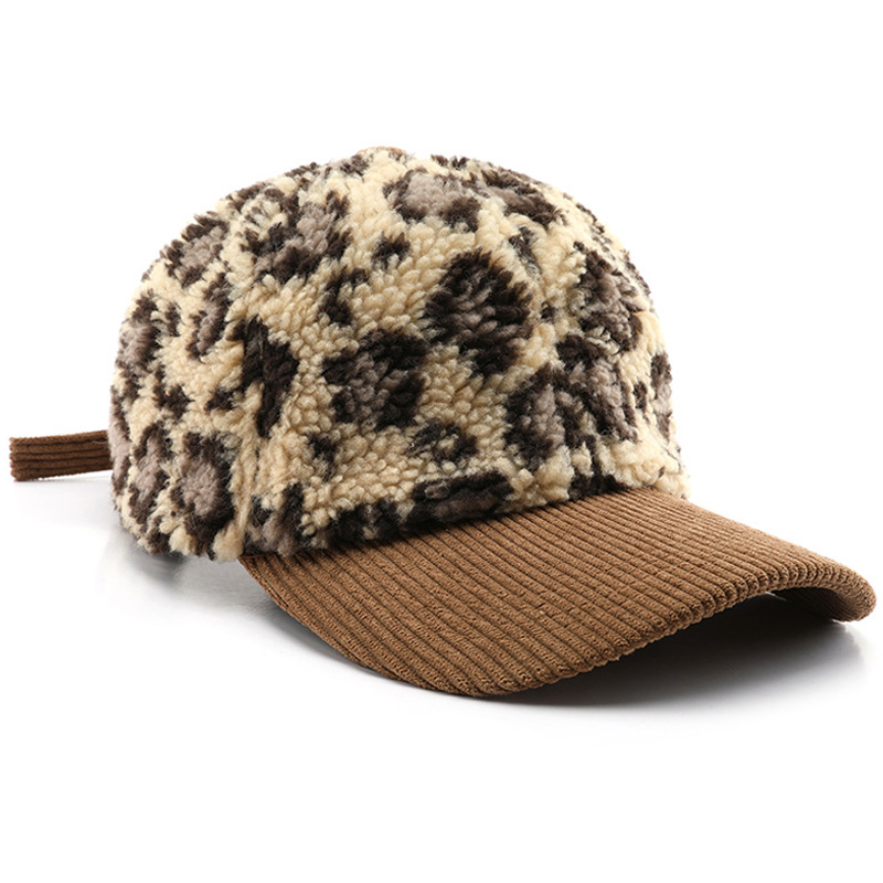 Autumn & Winter Personalized Retro Color-Block Leopard Print Baseball Cap - Warm, Cold-Resistant & Sun-Shading Visor Cap