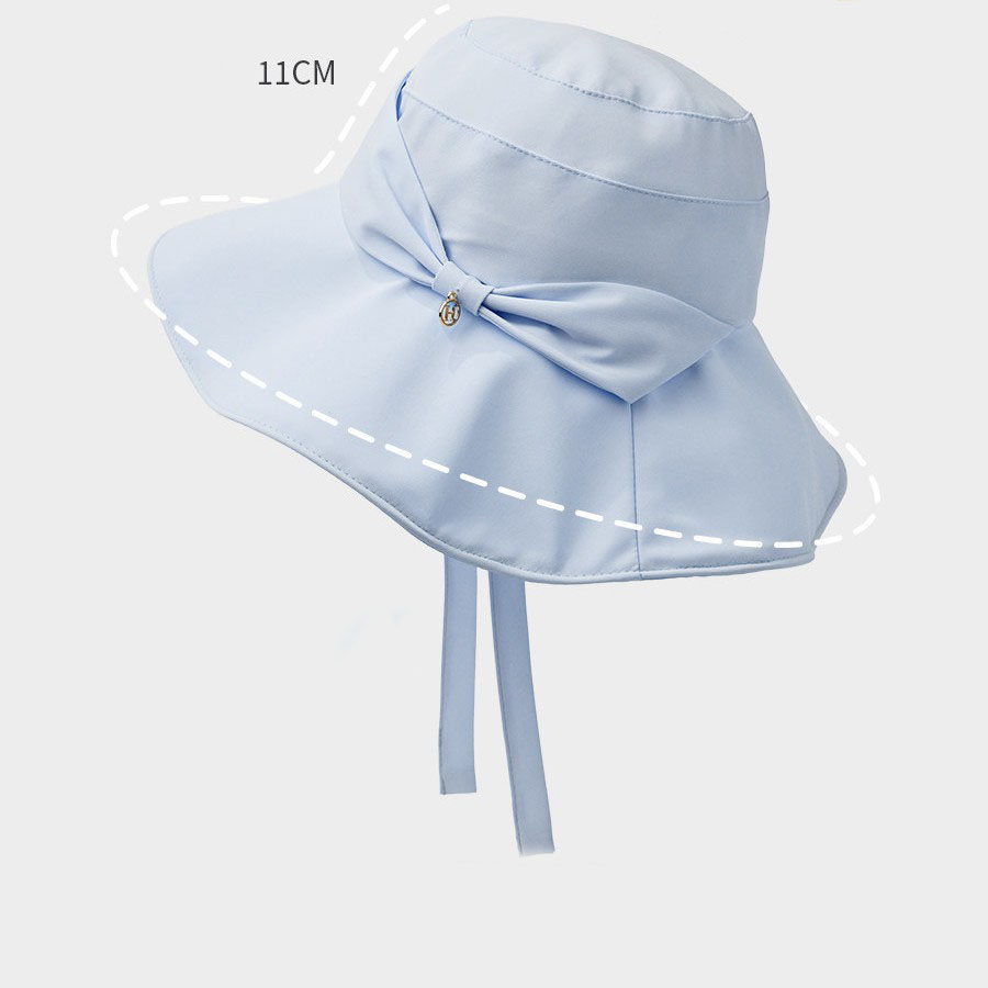 Women's Summer and Spring New Style Bowknot Solid Color Bucket Hat for Outdoor Fashion Sun protection and Sunblock
