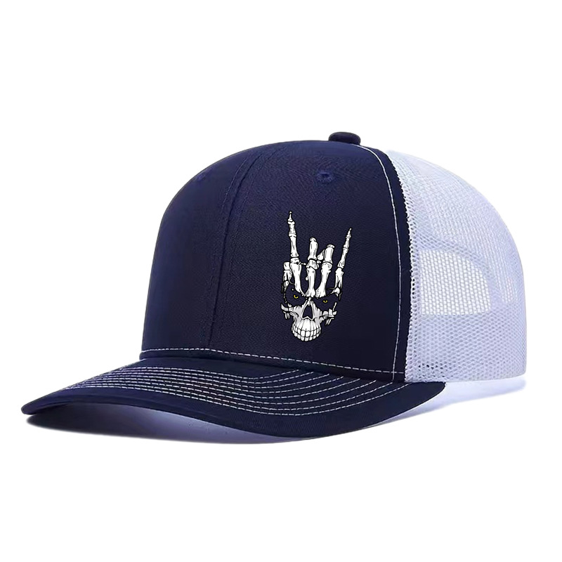 Halloween Skull Hand-brim Baseball Trucker Hat Outdoor Breathable Mesh Cap
