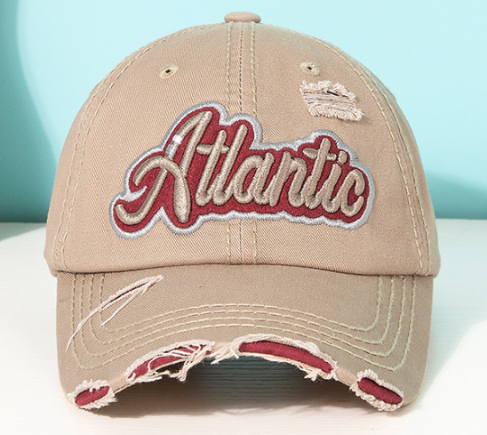 Customized Baseball Cap with Overseas Trade LOGO, Printed and Embroidered with Flowers, Washed Fabric