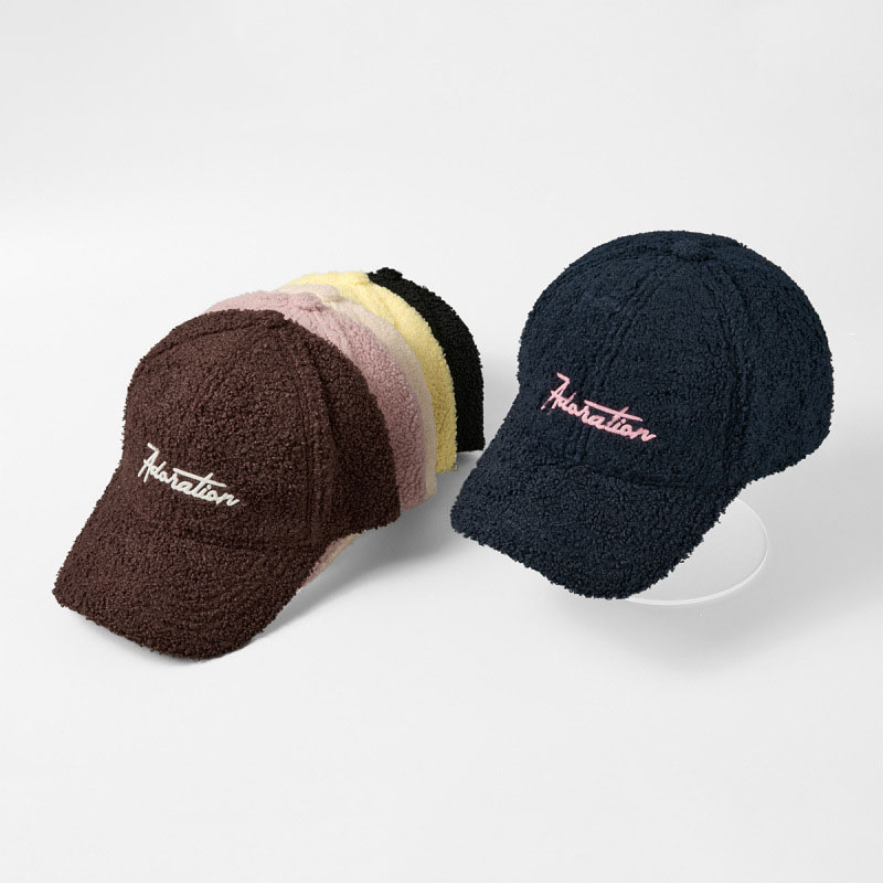 Winter and Autumn Warm Embroidery logo Lambskin Baseball Cap - Casual and Fashionable Wide-brimmed Baseball Cap
