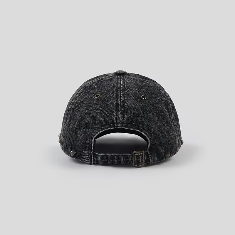 2025 New Four Seasons Ready Washable Logo-Printed Twill Common Vintage Fashion 6-Panel Adjustable Studded Hat
