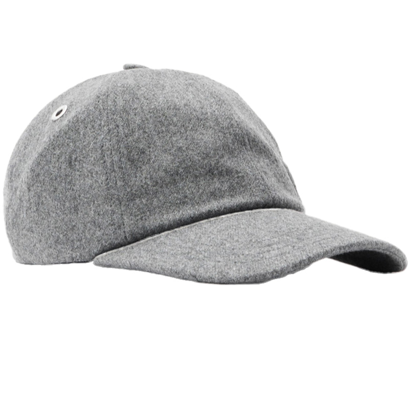 Custom Embroidered logo 6 Panel Unstructured Sports Cap Winter Warm Melton Blank Dad Hat Luxury Wool Baseball Cap for Men Women
