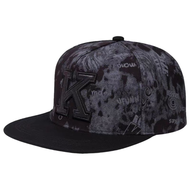 American 6-Panel 3D Letter Ink Splash Printed Adjustable Flat Brim Hip Hop Street Style Casual Unisex Snapback Cap Travel Ready