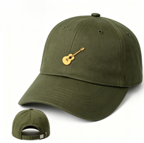 Embroidered Guitar Dad Cap, Washed Cotton Twill Unstructured Baseball Cap, Curved Brim Adjustable Hat for Men Women