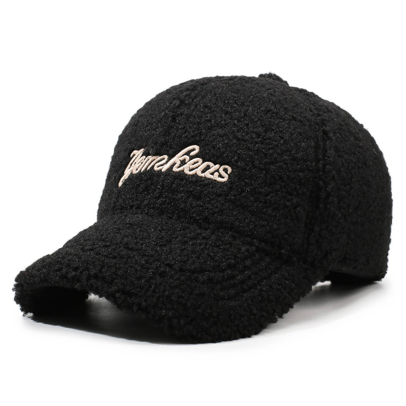 New Winter Lambskin Insulated Women's Baseball Cap with Letter Embroidery - an Outdoor Sport Fashion Trendy Hat