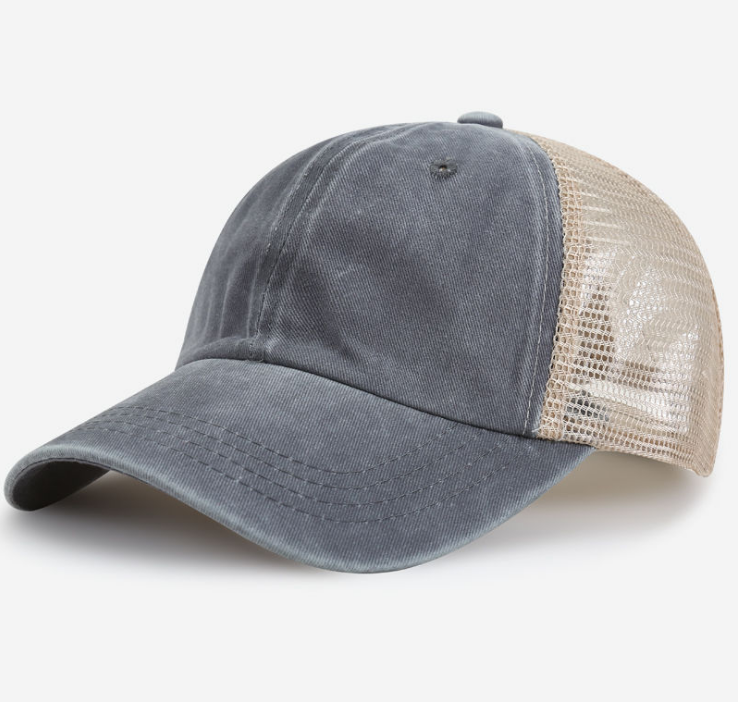 Wholesale Multi-Color Denim Mesh Dad Hat Custom Logo Embroidery Fashionable Men's Mesh Back Trucker Cap Outdoor Cycling Casual