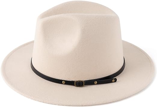 Custom Women's Classic Wide Brim Fedora Hat Felted Panama Hat with Belt Buckle for Casual Outdoor Winter Wear