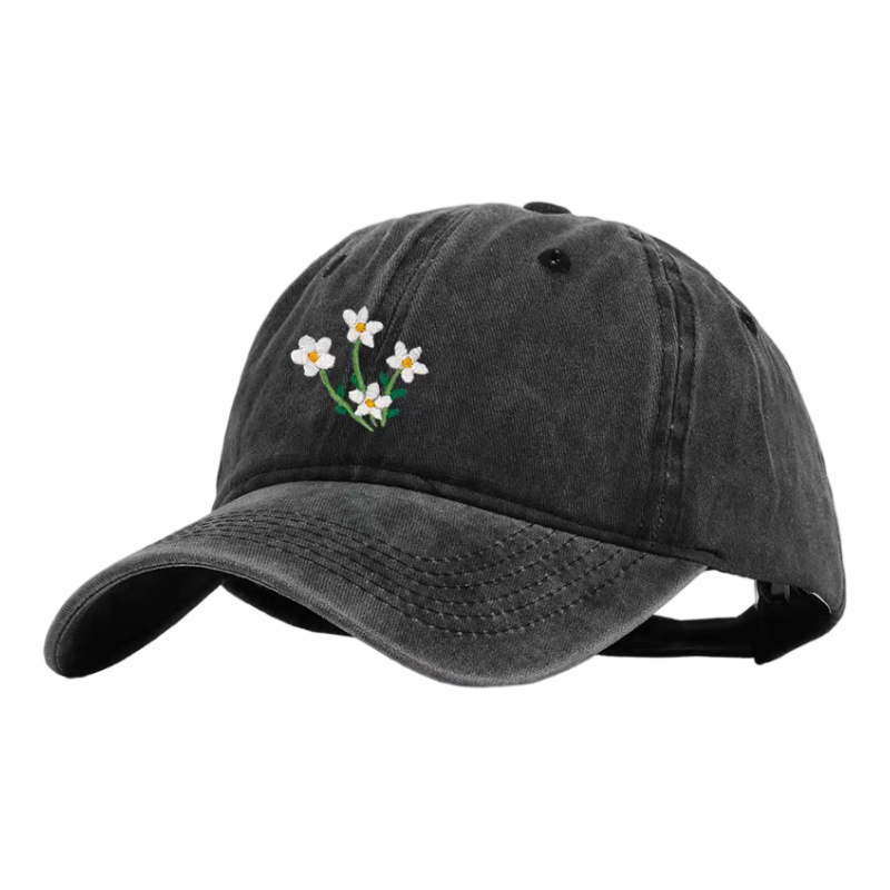 Washed Vintage Twill Sporty Flat Embroidered Baseball Cap Soft Top Adjustable Dad Hat Unisex Retro Dad Hat