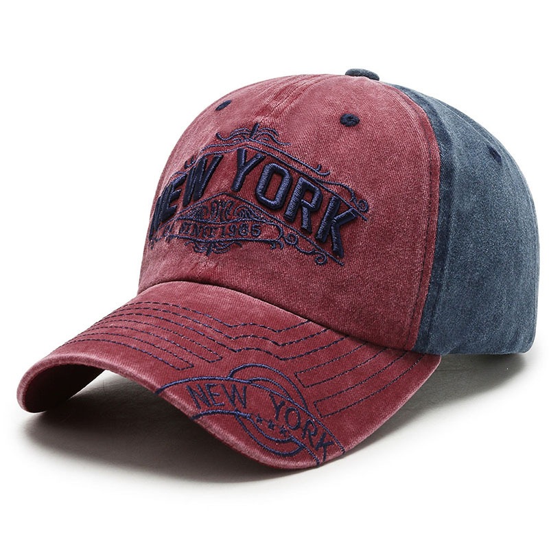 Retro Distressed Vintage 6-Panel Baseball Cap Curved Brim Unisex Adjustable Water-washed Outdoor Sports Sun Hat