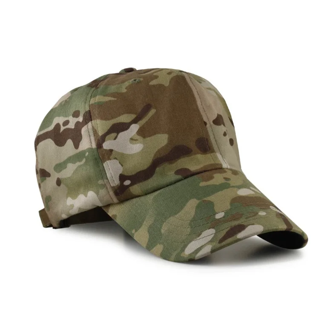 Custom Baseball Cap Camo Denim Design Breathable Waterproof Fabric Fashionable Sporty Style Curve Brim Puff Fruit Letter