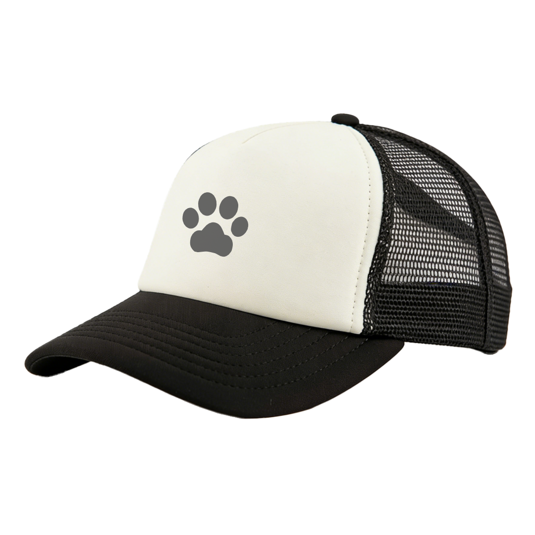 Cute Custom Embroidery High Quality 5-Panel Mesh Trucker Hat Dog Paw Print Terry Breathable Waterproof Fishing Ready Snapback