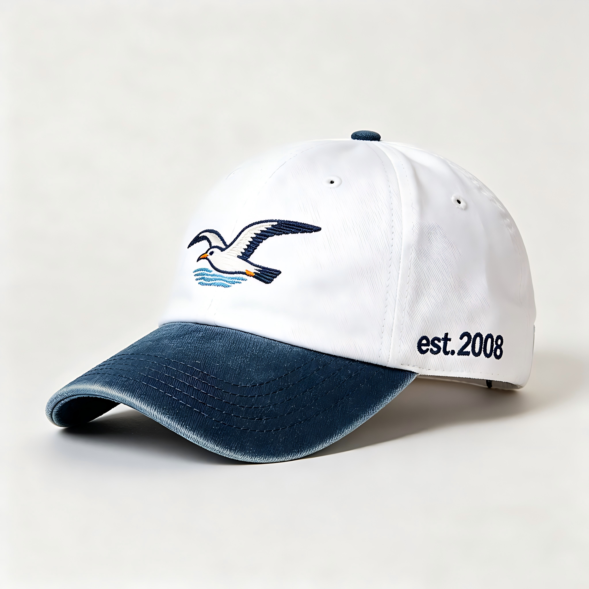 Vintage Washed Embroidery Baseball Cap  Casual Distressed Navy Brim Dad Hat Outdoor Sun Protection Adjustable Cotton Sports Cap