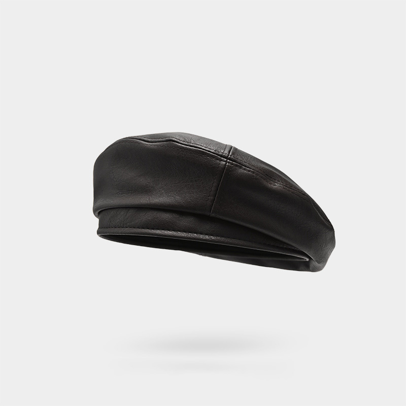 2025 New PU Leather Beret for Women, Autumn Winter Warm British Style Retro Painter Hat