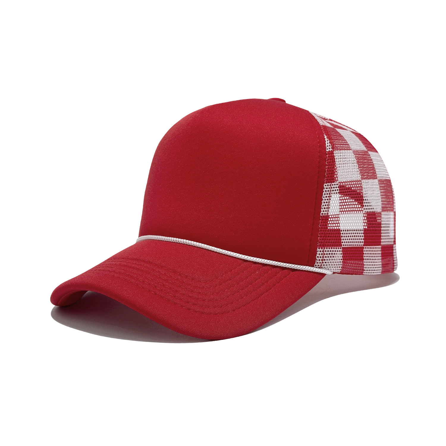 Customized Chessboard Pattern Sponge Net Cap with logo - Summer Breathable Trucker Hat for Men and Women Customizable logo