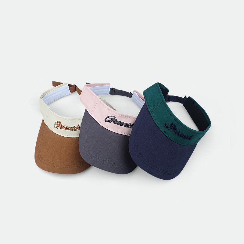 Contrasting Color Hollow Cotton Custom Logo Unisex Summer Sports Sun Protection Visor Caps