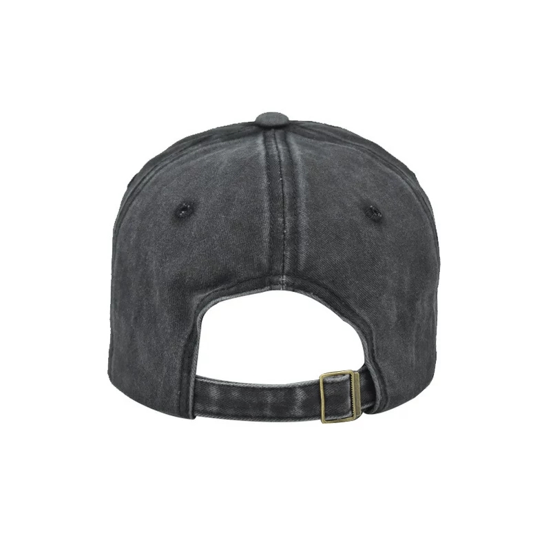 Washed Dobby Image Vintage Black Soft Top Baseball Cap Korean Style Face Slimming Fashion Common Dad Hat