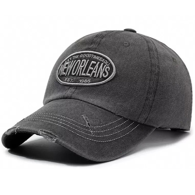 New Arrival Vintage 3D Embroidered Letter Pattern Washed Distressed 100% Cotton Adjustable Unisex Baseball Cap