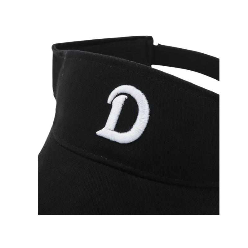 Breathable Comfortable Cotton Black Visor Cap with Embroidered 'D' for Outdoor Sports Cycling