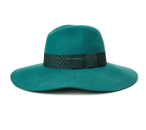 Wholesale Custom Fashion Lady Fedora Caps Wide Brim Flat Felt Cowboy Hats for Party & Outdoor Use Designed by Top Hat Designers