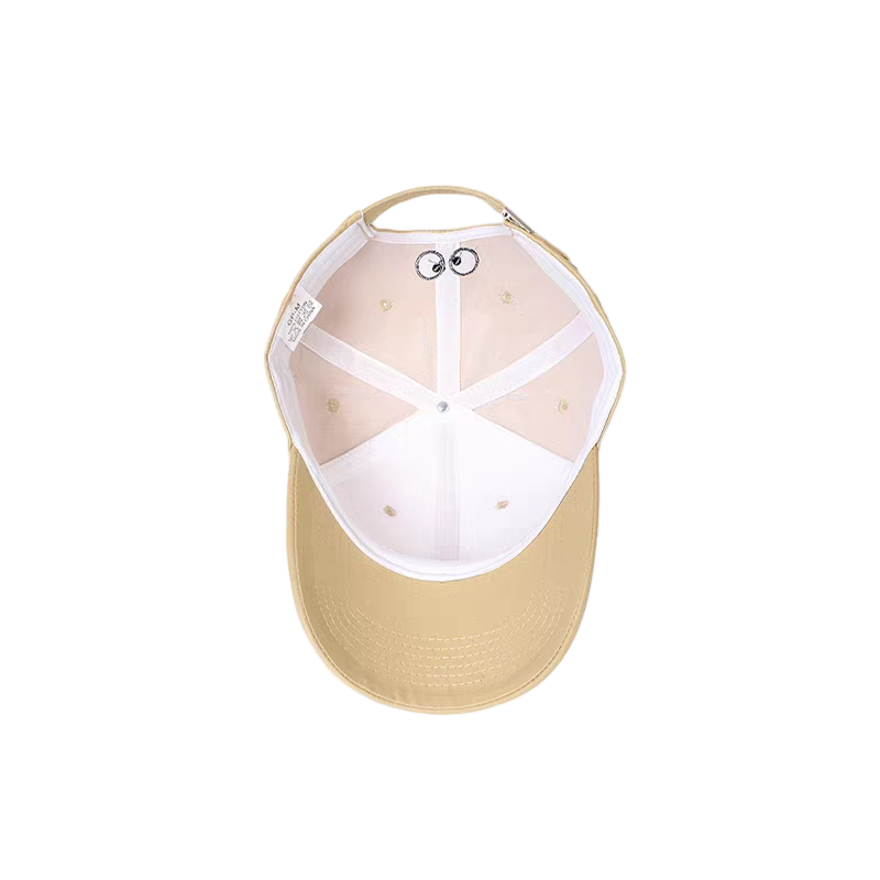 Khaki Sporty Vintage Twill Letter Embroidered Baseball Cap Cute Eye Embroidery Soft Top Unisex Fashion Dad Hat