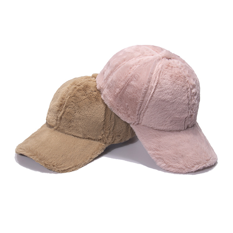 High Quality Eco-Friendly Winter Wool Baseball Cap Custom Designed Embroidery Fluffy Soft Fur Mens Womens Winter Hat