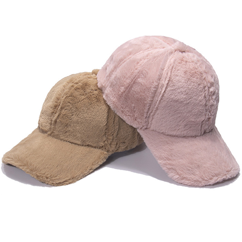 High Quality Eco-Friendly Winter Wool Baseball Cap Custom Designed Embroidery Fluffy Soft Fur Mens Womens Winter Hat