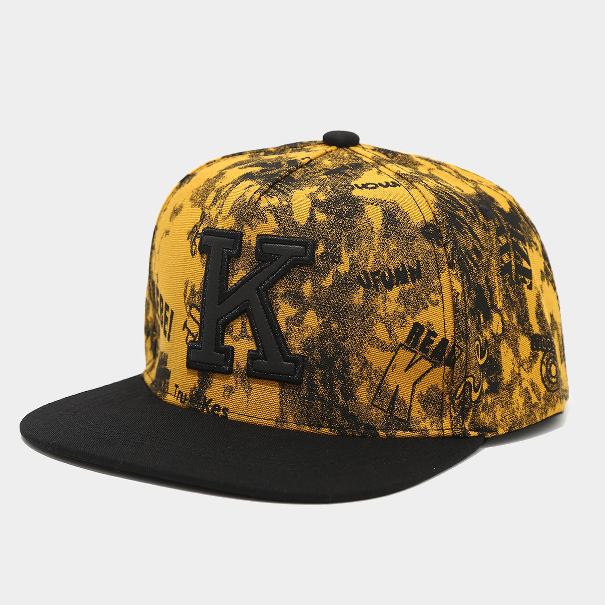 Letter Embroidery Trendy Street Hip Hop 5-Panel Baseball Cap for Spring and Summer Outdoor with Flat Brim