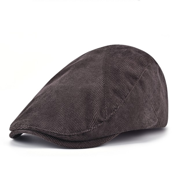 Custom Design British Corduroy Plain Ivy Cap Winter Snap Buckle Beret Cap
