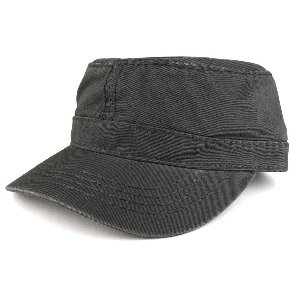 Outdoor Character Garment Washed Cotton Twill Flat Top Cap with 3D Embroidery and Adjustable Heavy Stitching