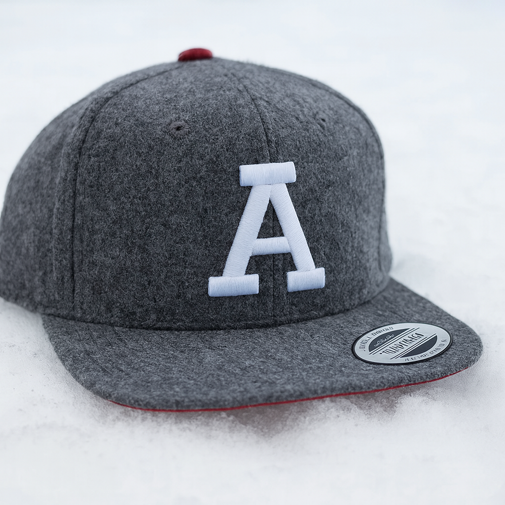 Custom Embroidered Gray Snapback Adjustable Wool Blend Baseball Cap