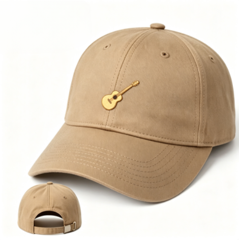 Embroidered Guitar Dad Cap, Washed Cotton Twill Unstructured Baseball Cap, Curved Brim Adjustable Hat for Men Women