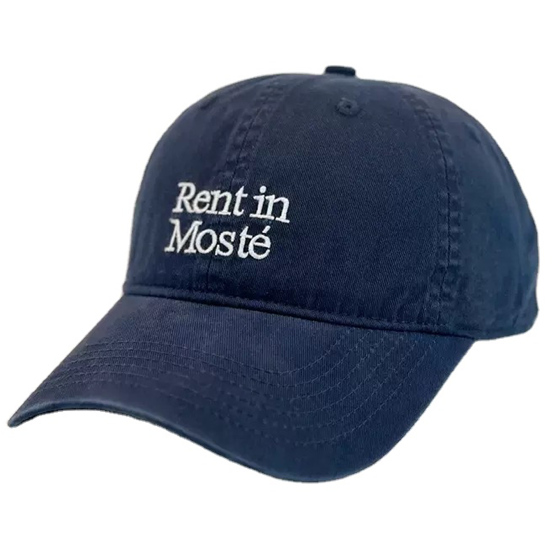 Vintage Washed 6-Panel Baseball Cap Navy Blue with Custom Text Embroidery Logo Adjustable Silver Copper Buckle Unisex Design