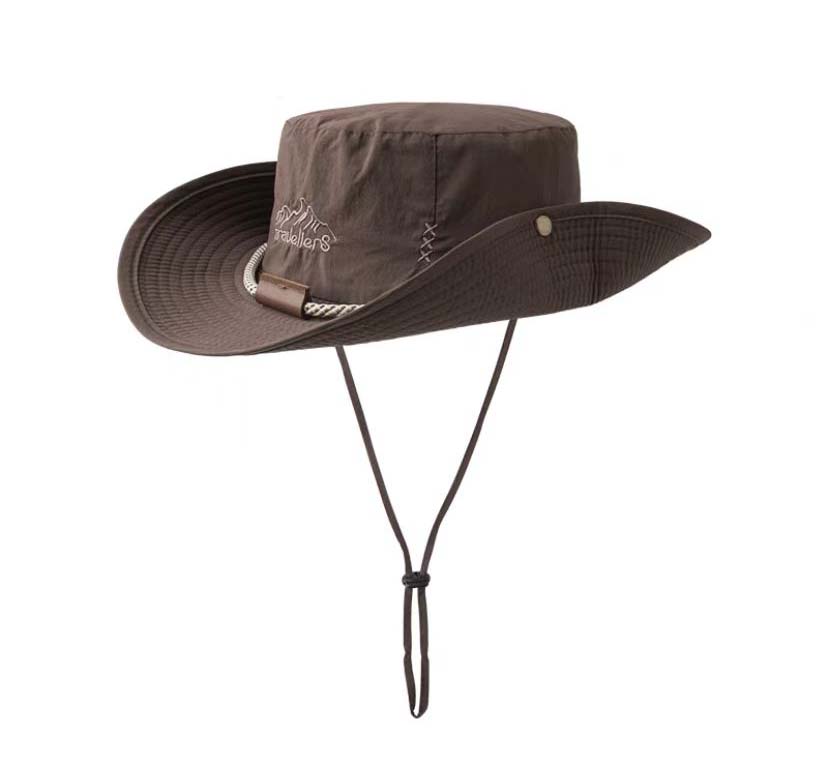 Vintage Summer Sun Hat for Men Women Breathable Wide Brim Bucket Hat with Rope Fishing Casual