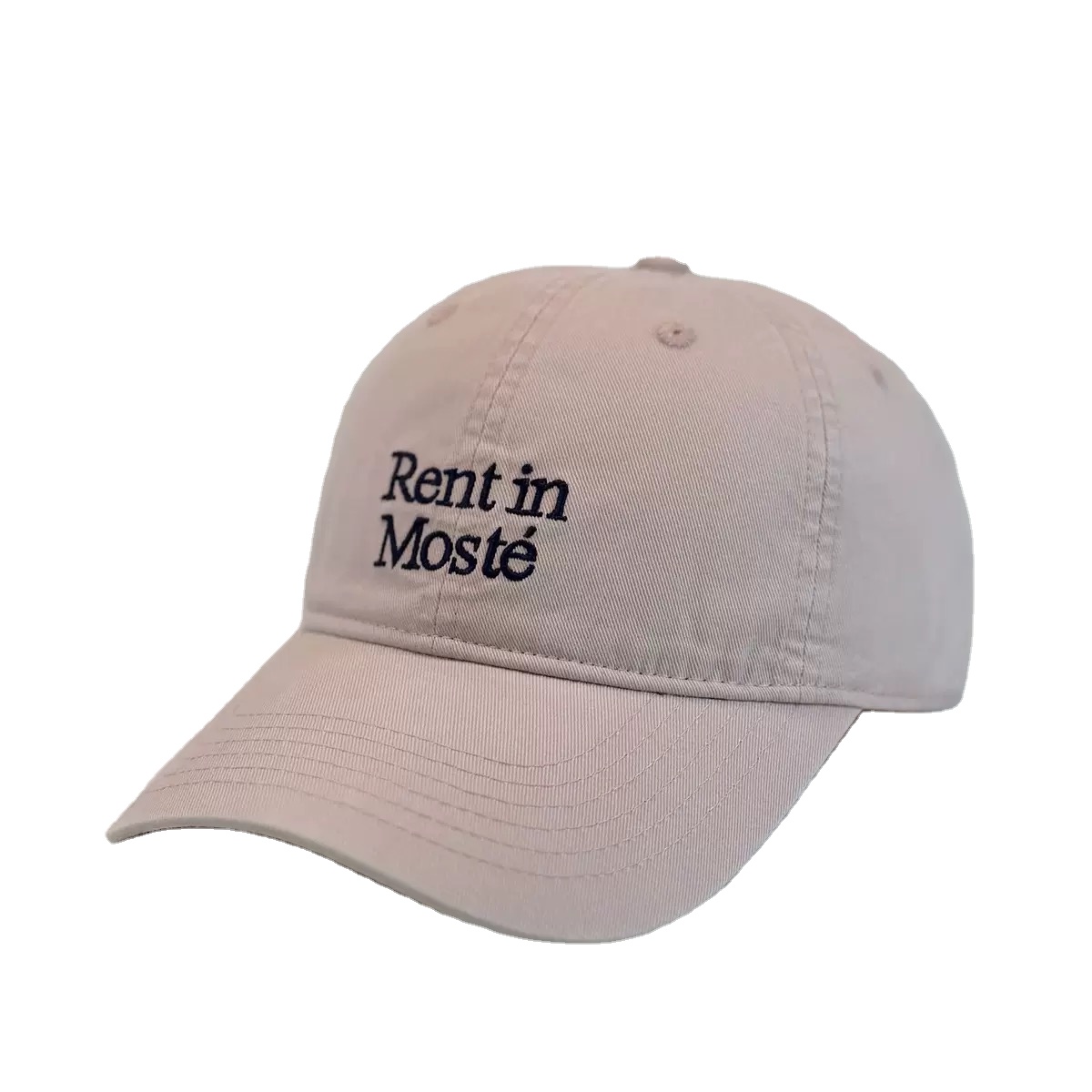 Vintage Washed 6-Panel Baseball Cap Navy Blue with Custom Text Embroidery Logo Adjustable Silver Copper Buckle Unisex Design