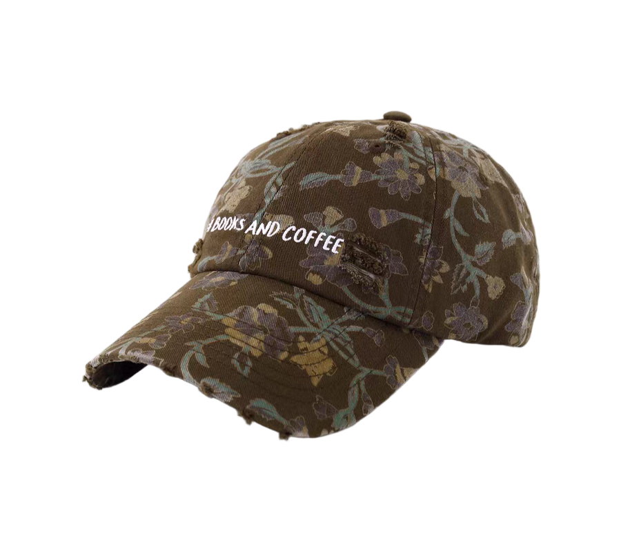 Floral Printed Distressed Sporty Twill Dobby Baseball Cap Vintage Retro Style Soft Top Adjustable Unisex Dad Hat Common
