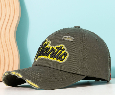 Customized Baseball Cap with Overseas Trade LOGO, Printed and Embroidered with Flowers, Washed Fabric