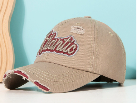Customized Baseball Cap with Overseas Trade LOGO, Printed and Embroidered with Flowers, Washed Fabric