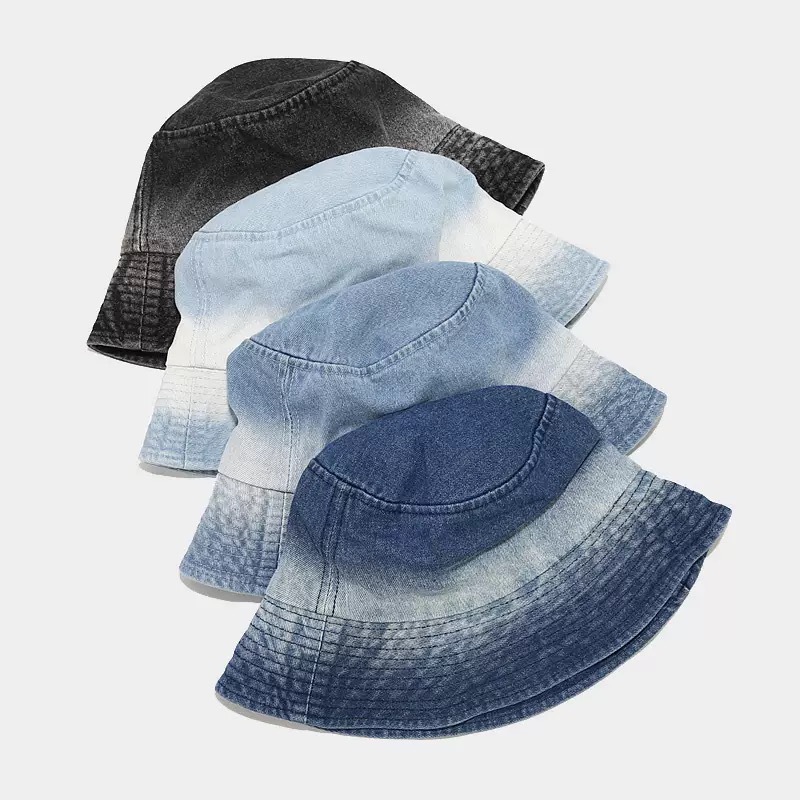 Japanese-style Gradient-colored Denim Fisherman Hat Summer and Spring Sun protection Hat Bucket Hat
