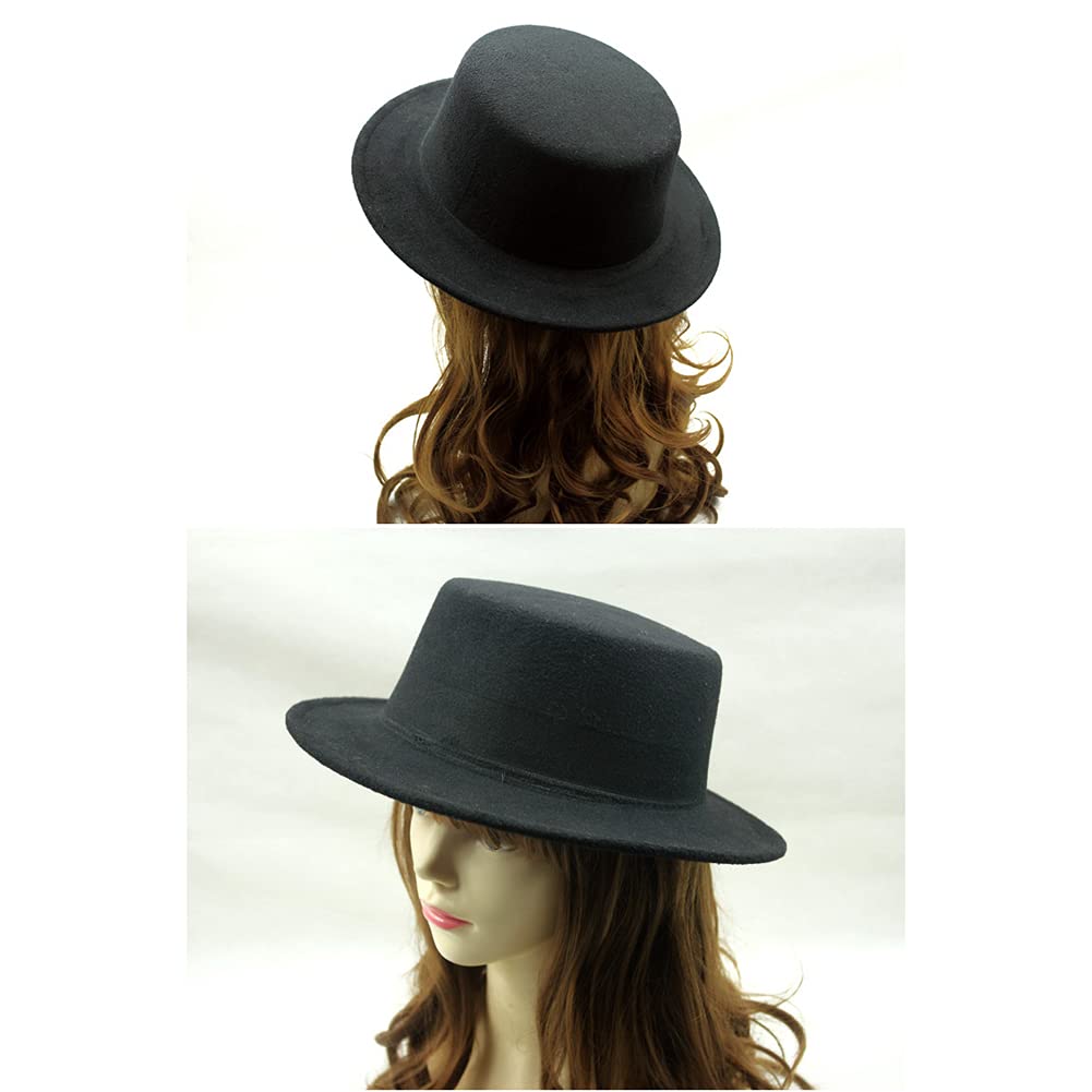 Custom Design Black Classic Fedora Hat Flat Top Wide Brim Jazz Hats Church Derby Cap for Men and Women Hats Sun protection