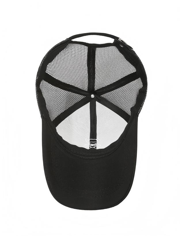 Black Customized Embroidered Trucker Hat - Breathable Mesh Back Streetwear Cap Adjustable Snapback Summer Sun Hat for Unisex