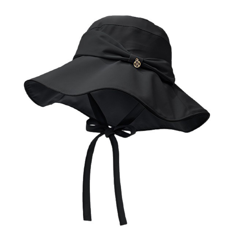 Women's Summer and Spring New Style Bowknot Solid Color Bucket Hat for Outdoor Fashion Sun protection and Sunblock