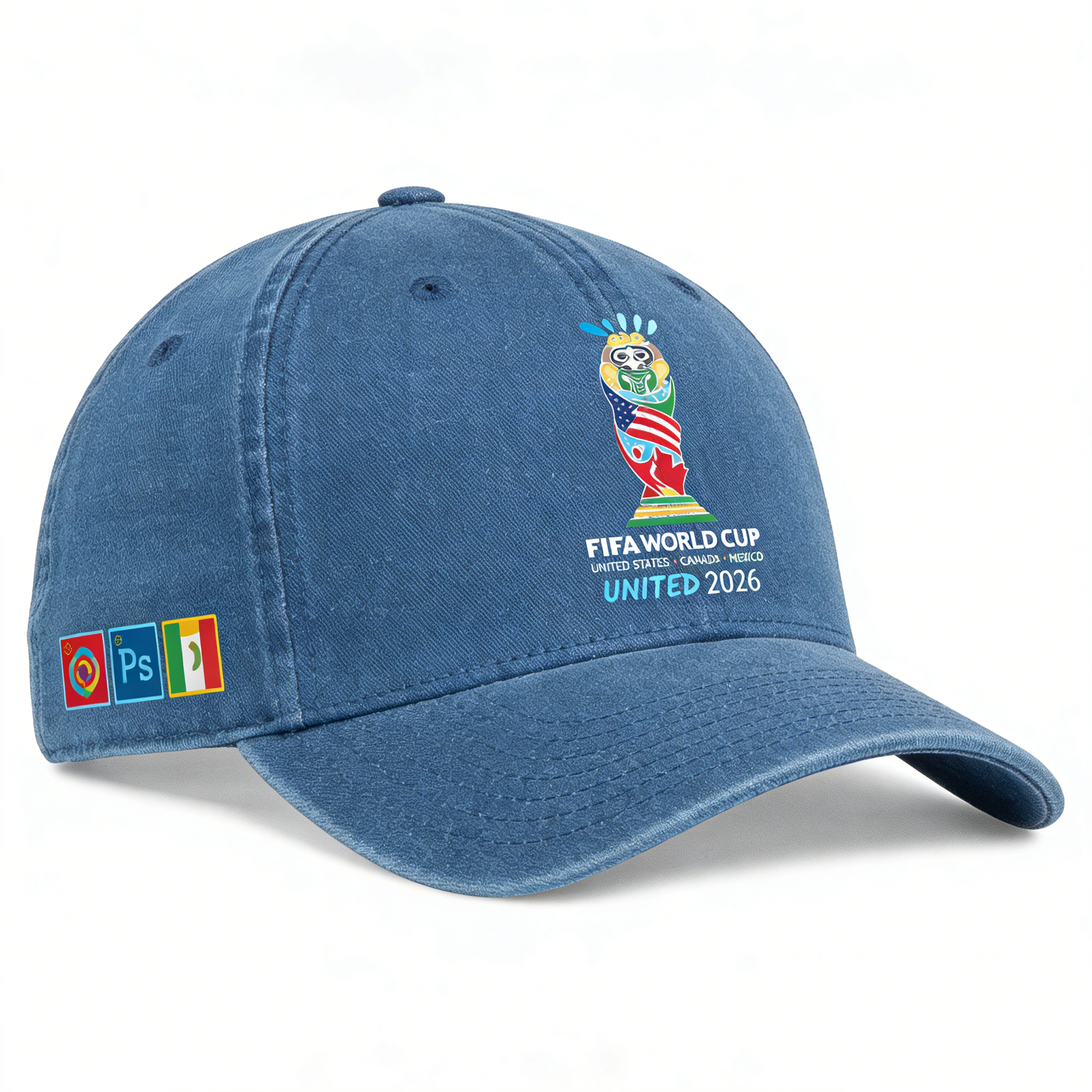 2026 FIFA World Cup Embroidered Gray Cotton Denim Adjustable Baseball Cap