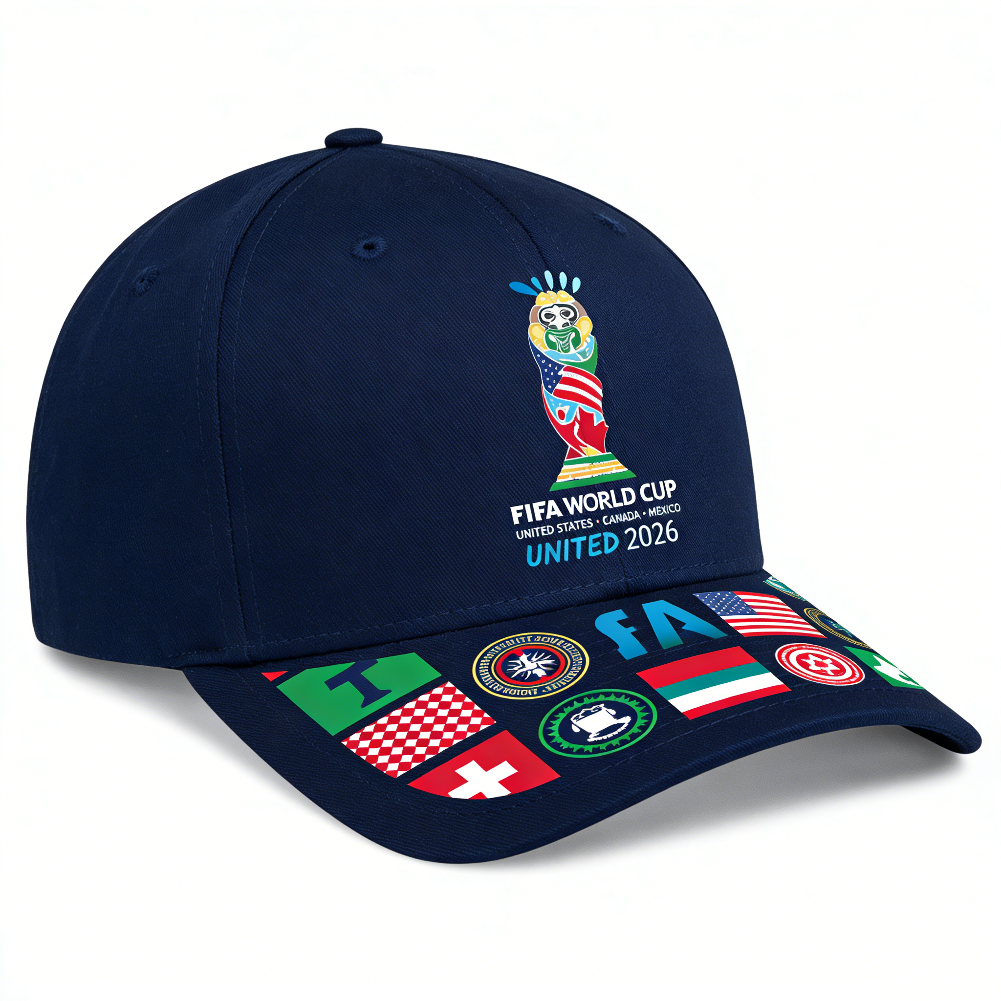 2026 FIFA World Cup Embroidered Gray Cotton Denim Adjustable Baseball Cap