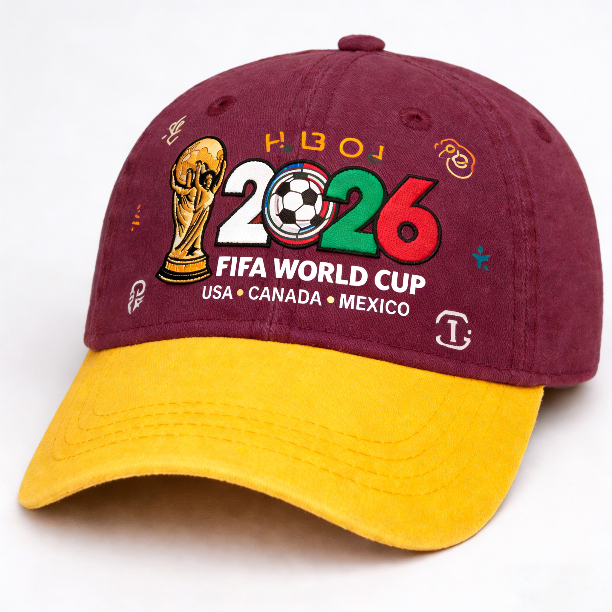 2026 FIFA World Cup Embroidered Gray Cotton Denim Adjustable Baseball Cap
